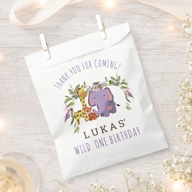 Sachets En Papier Sweet Jungle Safari animal 1er anniversaire fête (Coupé)