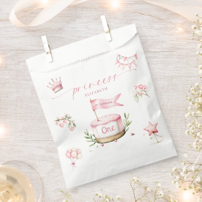 Sachets En Papier Sweet Little Princess Pink Cake 1st Birthday (Coupé)