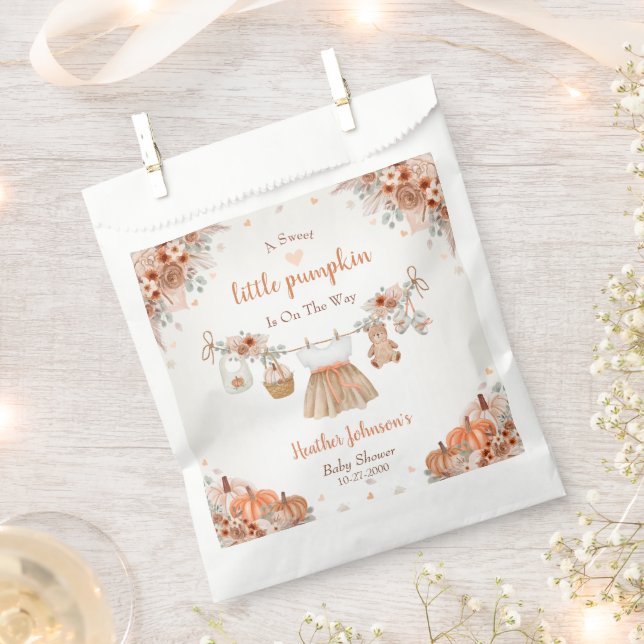 Sachets En Papier Sweet Little Pumpkin Autumn Baby Shower  (Coupé)