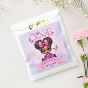Sachets En Papier Sweet ONE Afro Puff bébé fille pourpre 1er anniver