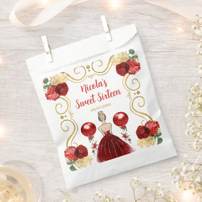 Sachets En Papier Sweet Sixteen Blonde Princess in Red (Coupé)
