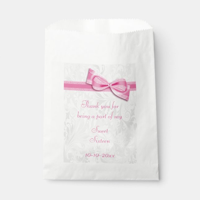 Sachets En Papier Sweet sixteen Damask et Faux Bow (Devant)