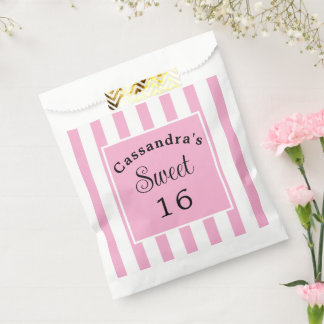 Sachets En Papier Sweet sixteen rose rayure classique chic