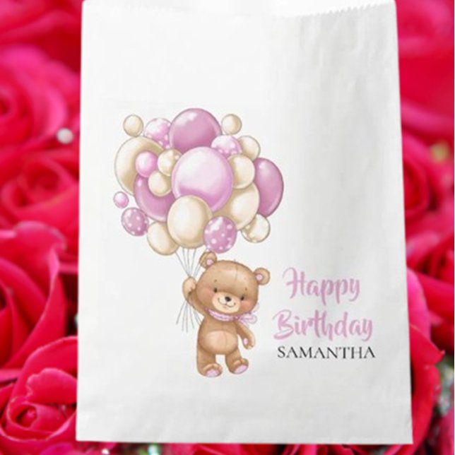 Sachets En Papier Sweet Teddy Girl (Wishing you and your family an amazing birthday party)