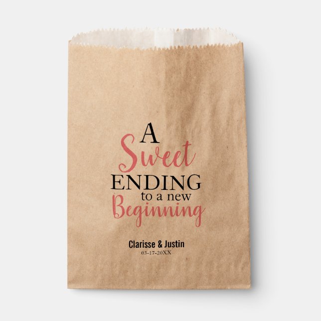 Sachets En Papier Sweet Terminer le nouveau Mariage de script rose d (Devant)