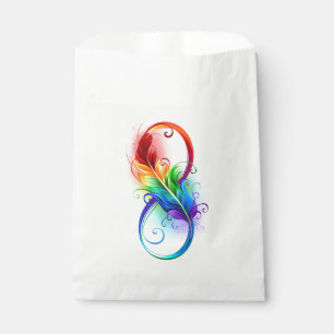 Sachets En Papier Symbole d'infini avec plume arc-en-ciel