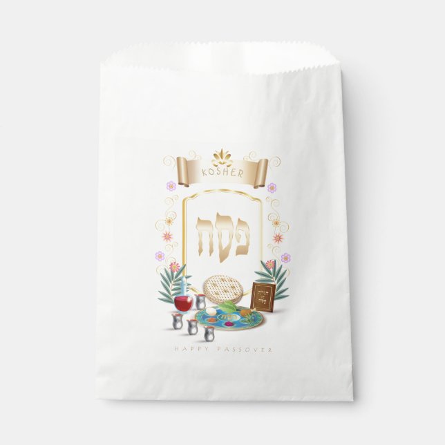 Sachets En Papier Symboles de pêche de Seder Kosher (Devant)