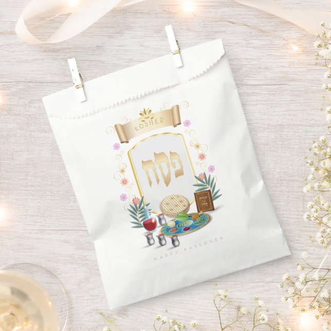 Sachets En Papier Symboles de pêche de Seder Kosher (Coupé)