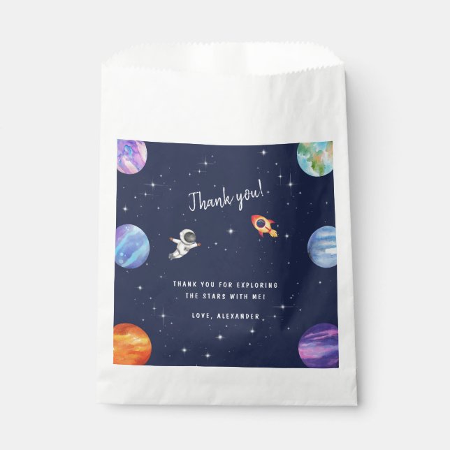 Sachets En Papier Système solaire Stars Espace Anniversaire Merci (Devant)