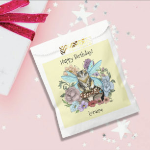 Sachets En Papier Tabby Fairy Cat Mushroom Floral