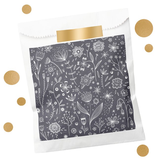 Sachets En Papier Tableau de bord floral (Chalkboard floral art favor bag)