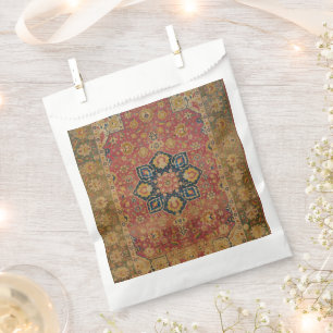 Sachets En Papier Tapis persan asiatique Kashan en or rouge