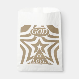 Sachets En Papier Taupe Clair Étoilé "Dieu Est Amour"- Mariage Minim