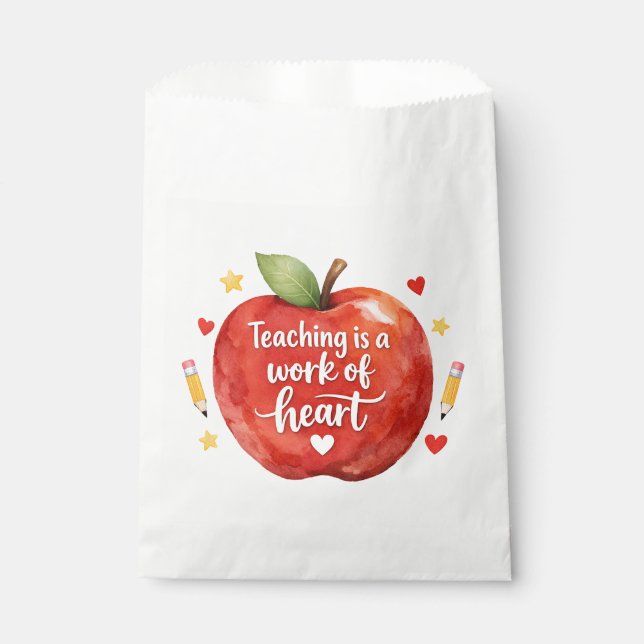 Sachets En Papier Teaching Is a Work of Heart Teacher Favor Bags (Devant)