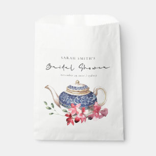 Sachets En Papier Teapot bleu rouge Floral Fête des mariées Tea Pa