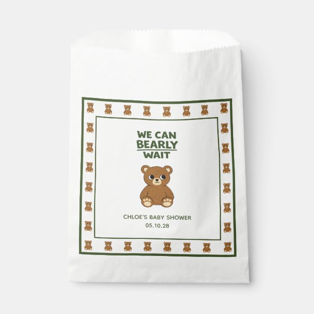 Sachets En Papier Teddy Bear Gender Neutral Minimalist Baby Shower (Devant)