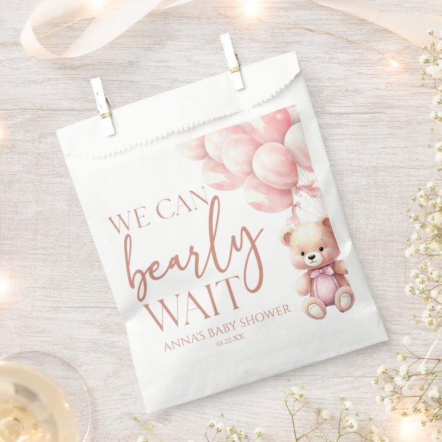 Sachets En Papier Teddy Bear Pink Nous Pouvons Bearly Wait Baby show (Coupé)