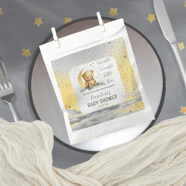 Sachets En Papier Teddy Bear Twinkle Twinkle Little Star Baby shower (Create an enchanting baby shower with our Teddy Bear Twinkle Twinkle Little Star collection.  )