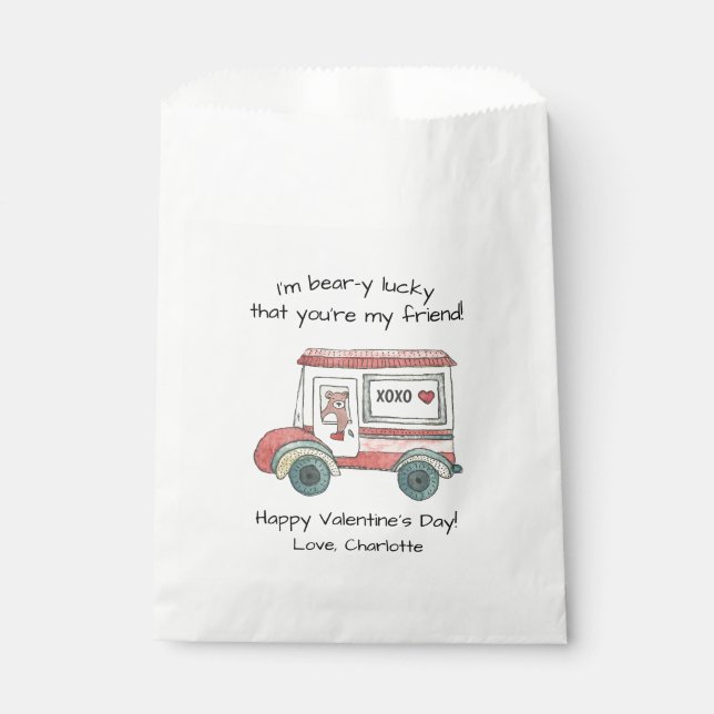 Sachets En Papier Teddy Bear Valentine Mail Truck (Devant)