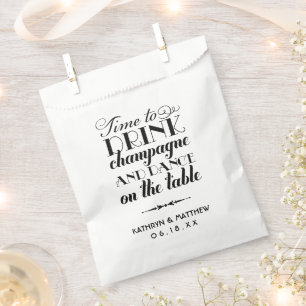 Sachets En Papier Temps de Boire du Champagne Écriture Noire Mariage