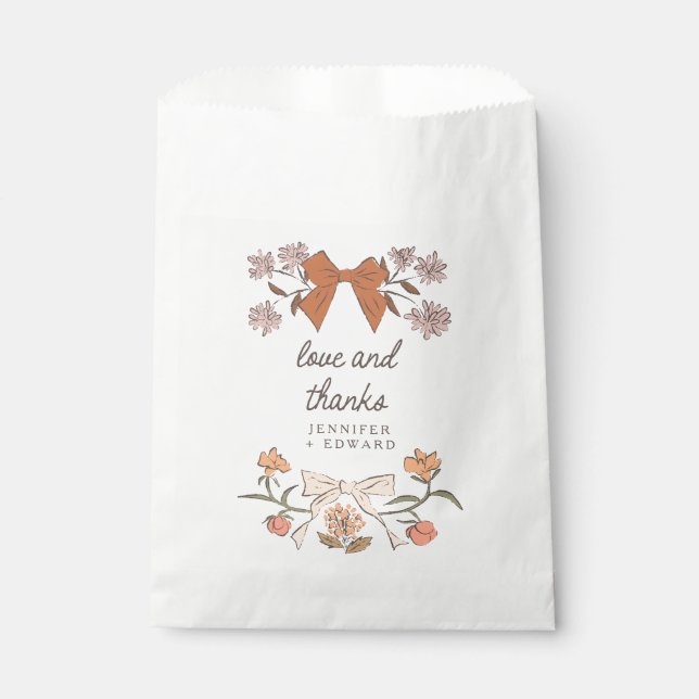 Sachets En Papier Terracotta Bows and Blossoms Boho Mariage (Devant)