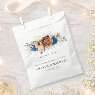 Sachets En Papier Terracotta Marine Bleu Pampas Grass Mariage rustiq