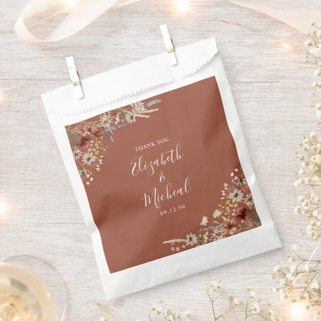 Sachets En Papier Terracotta Minuscule mariage Fleur sauvage Favoris (Coupé)