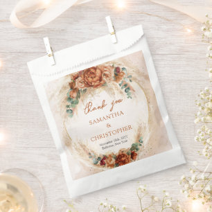 Sachets En Papier Terracotta tendance fleurs bordeaux verdure pampas