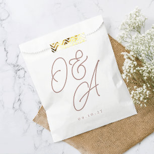 Sachets En Papier Terre cuite Mariage de monogramme de filigrane d