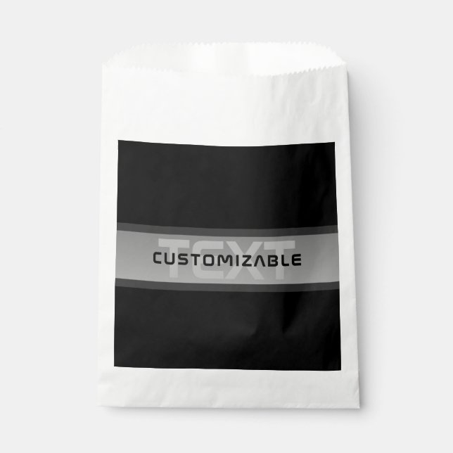 Sachets En Papier Texte en calques personnalisable moderne | Noir et (Devant)