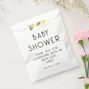 Sachets En Papier Texte moderne noir blanc Merci Baby shower