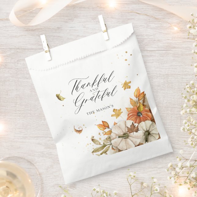 Sachets En Papier Thanksgiving Thanksgiving Citrouille et Feuilles T (Coupé)