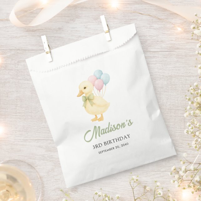 Sachets En Papier Thème d'anniversaire pour enfants Canard Mignon (Coupé)