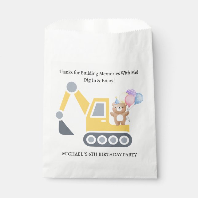 Sachets En Papier Thème de construction mignonne fête d'anniversaire (Devant)