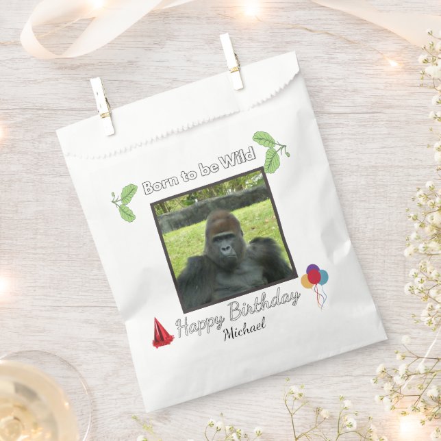 Sachets En Papier Thème de fête d'anniversaire de gorille sauvage (Coupé)