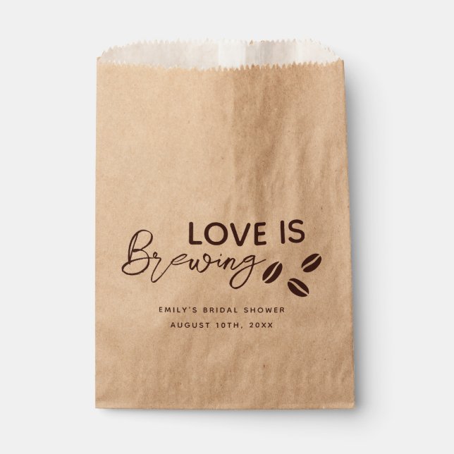 Sachets En Papier Thème de mariage avec café "L'amour se prépare" (Devant)