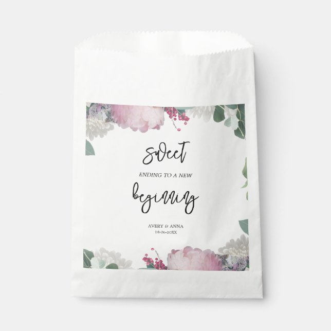 Sachets En Papier Thème de mariage floral (Devant)