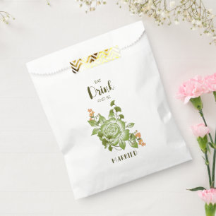 Sachets En Papier Thème de Mariage Floral Rose vert