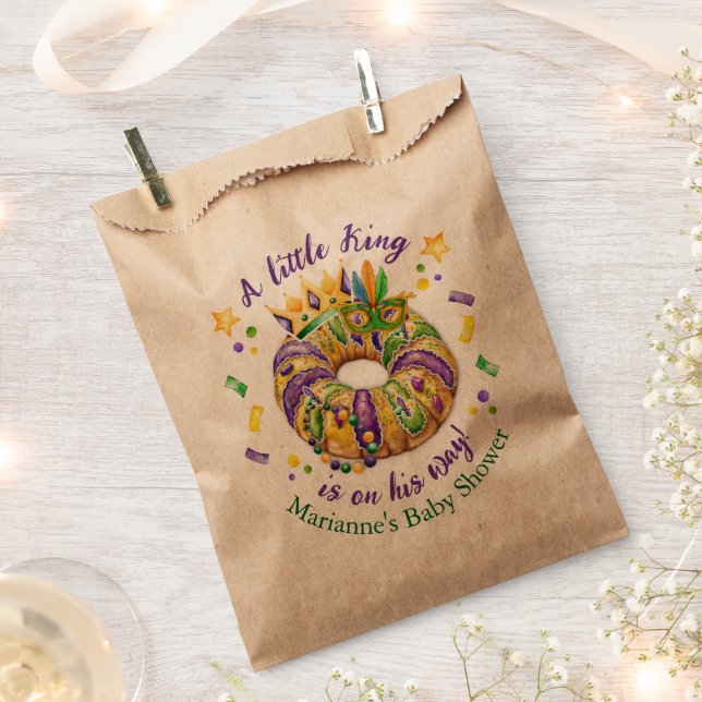 Sachets En Papier Thème Mardi Gras Bébé Garçon Kraft (Coupé)
