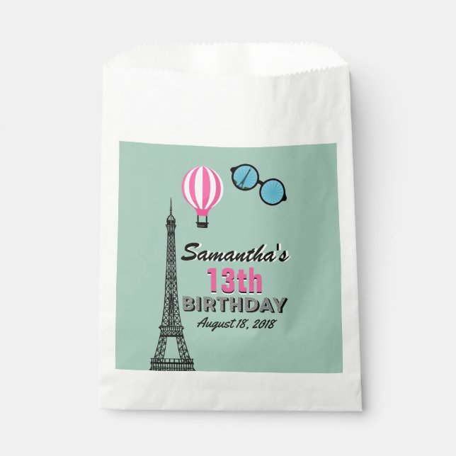 Sachets En Papier Thème Paris Joyeux Anniversaire Treat Favoriser le (Devant)