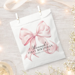 Sachets En Papier Thème Ruban Coquette Rose