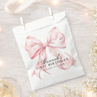 Sachets En Papier Thème Ruban Coquette Rose