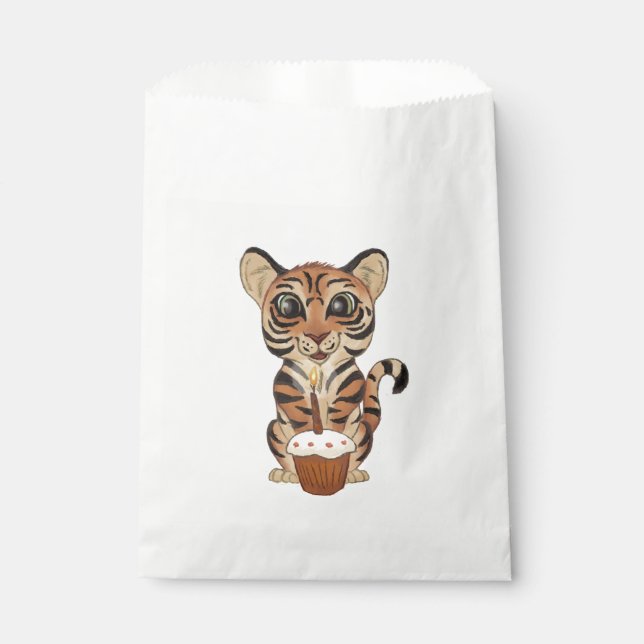 Sachets En Papier Tigre d'anniversaire (Devant)