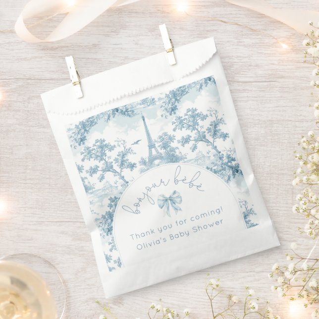 Sachets En Papier Toile de Jouy Bonjour Bebe Paris Merci (Coupé)