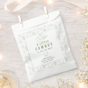Sachets En Papier Toile de Jouy Green Cowboy Baby shower occidental