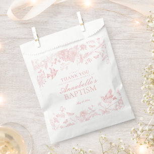 Sachets En Papier Toile Rose De Jouy Baptême Floral Dessert