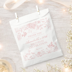 Sachets En Papier Toile Rose De Jouy Floral Anniversaire Dessert