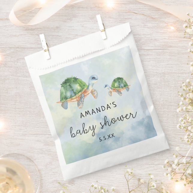 Sachets En Papier Tortue marine - baby shower (Coupé)