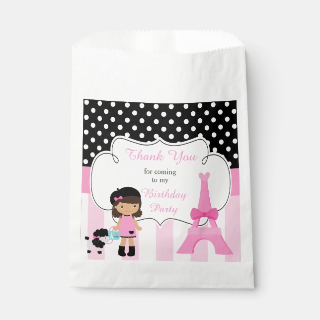 Sachets En Papier Tour Eiffel Fille Africaine Américaine (Devant)