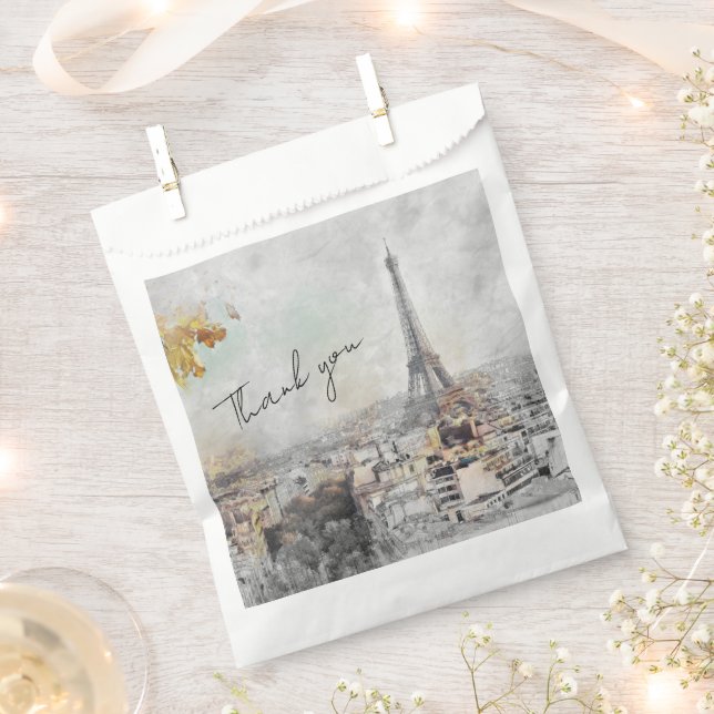 Sachets En Papier Tour Eiffel Paris France Cadeau fête Merci (Coupé)